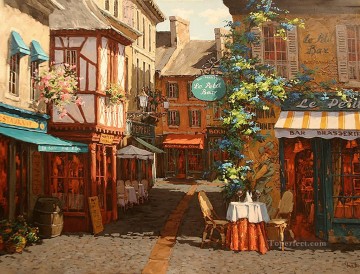 街並み Painting - ブルターニュの晴れた日のショップ